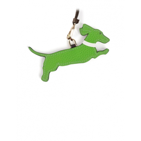 'En L'Air Clé Téckel' Nappa Leather Key Chain and Charms Apple Green & Gold
