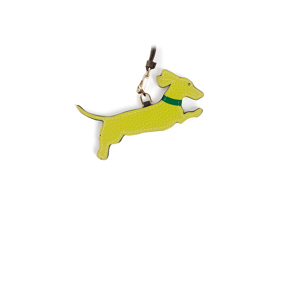 'En L'Air Clé Téckel' Nappa Leather Key Chain and Charms Paille & Gold