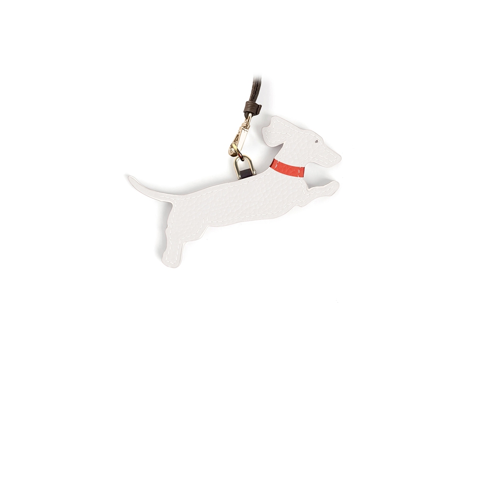 'En L'Air Clé Téckel' Nappa Leather Key Chain and Charms Snow White & Gold