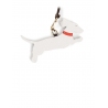 'En L'Air Clé Téckel' Porte Clé et Charms en Cuir Nappa Neige & Or