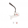 'En L'Air Clé Téckel' Porte Clé et Charms en Cuir Nappa Neige & Or
