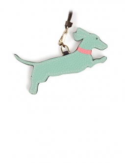 'En L'Air Clé Téckel' Porte Clé et Charms en Cuir Nappa Opaline & Or
