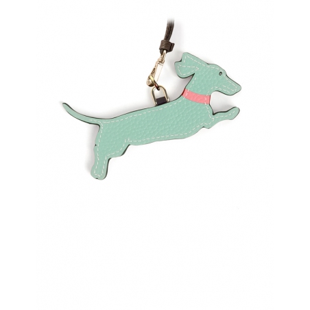 'En L'Air Clé Téckel' Porte Clé et Charms en Cuir Nappa Opaline & Or