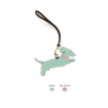 'En L'Air Clé Téckel' Porte Clé et Charms en Cuir Nappa Opaline & Or