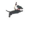 'En L'Air Clé Téckel' Nappa Leather Key Chain and Charms Ardoise & Gold