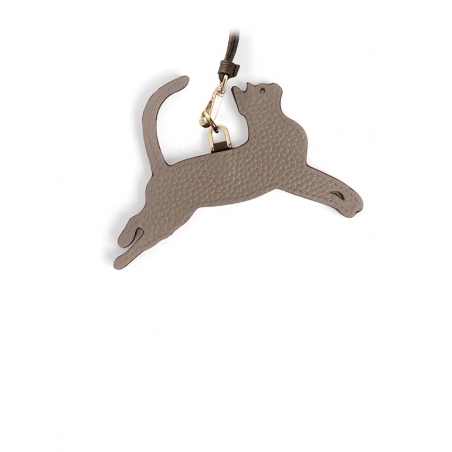 'En L'Air Clé Chat' Nappa Leather Key Chain and Charms Warm Grey & Gold