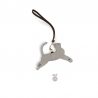 'En L'Air Clé Chat' Nappa Leather Key Chain and Charms Pearl Grey & Gold
