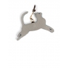 'En L'Air Clé Chat' Nappa Leather Key Chain and Charms Pearl Grey & Gold