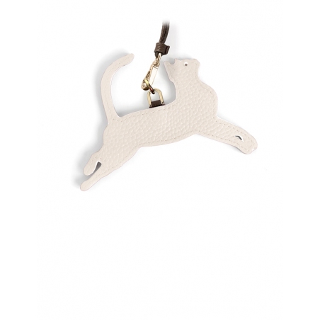 'En L'Air Clé Chat' Nappa Leather Key Chain and Charms Cream & Gold