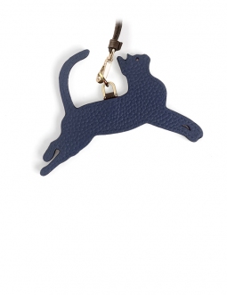 'En L'Air Clé Chat' Nappa Leather Key Chain and Charms Navy Blue & Gold