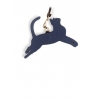 'En L'Air Clé Chat' Porte Clé et Charms en Cuir Nappa Marine & Or