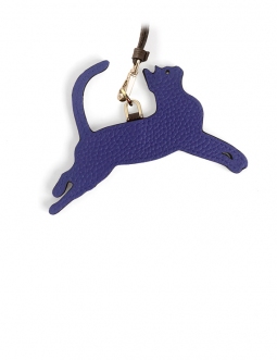 'En L'Air Clé Chat' Nappa Leather Key Chain and Charms Deep Blue & Gold