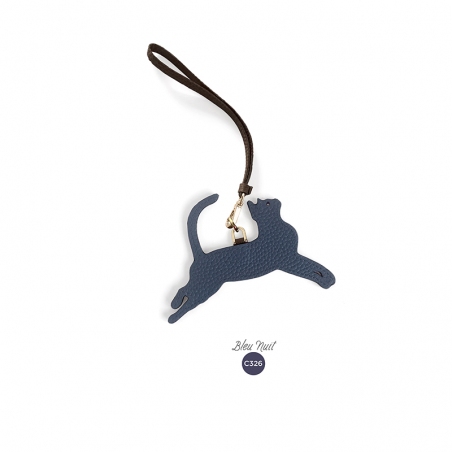 'En L'Air Clé Chat' Nappa Leather Key Chain and Charms Night Blue & Gold
