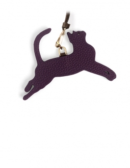 'En L'Air Clé Chat' Nappa Leather Key Chain and Charms Dark Purple & Gold