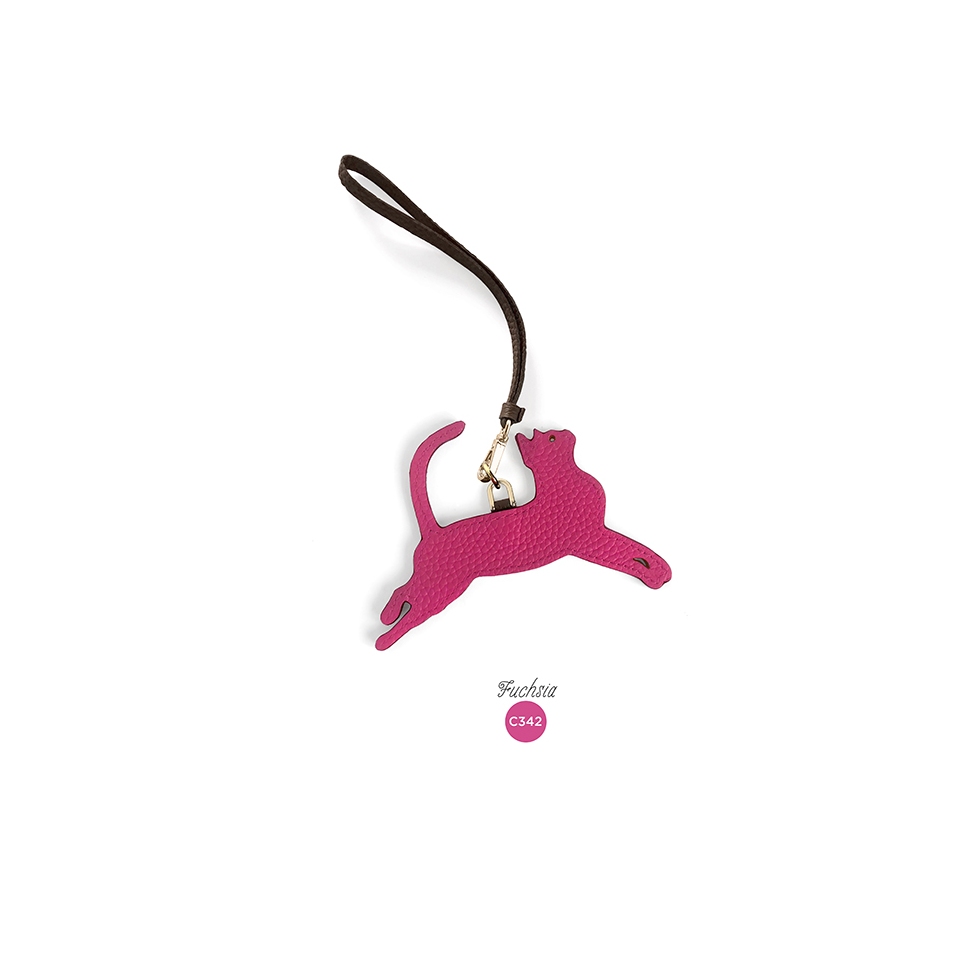 'En L'Air Clé Chat' Nappa Leather Key Chain and Charms Pink & Gold