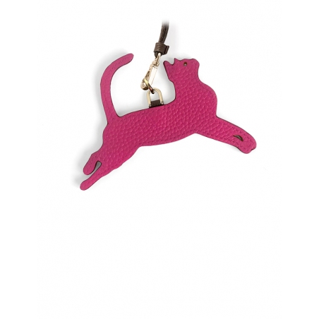 'En L'Air Clé Chat' Nappa Leather Key Chain and Charms Pink & Gold