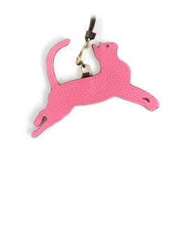 'En L'Air Clé Chat' Nappa Leather Key Chain and Charms Rose & Gold