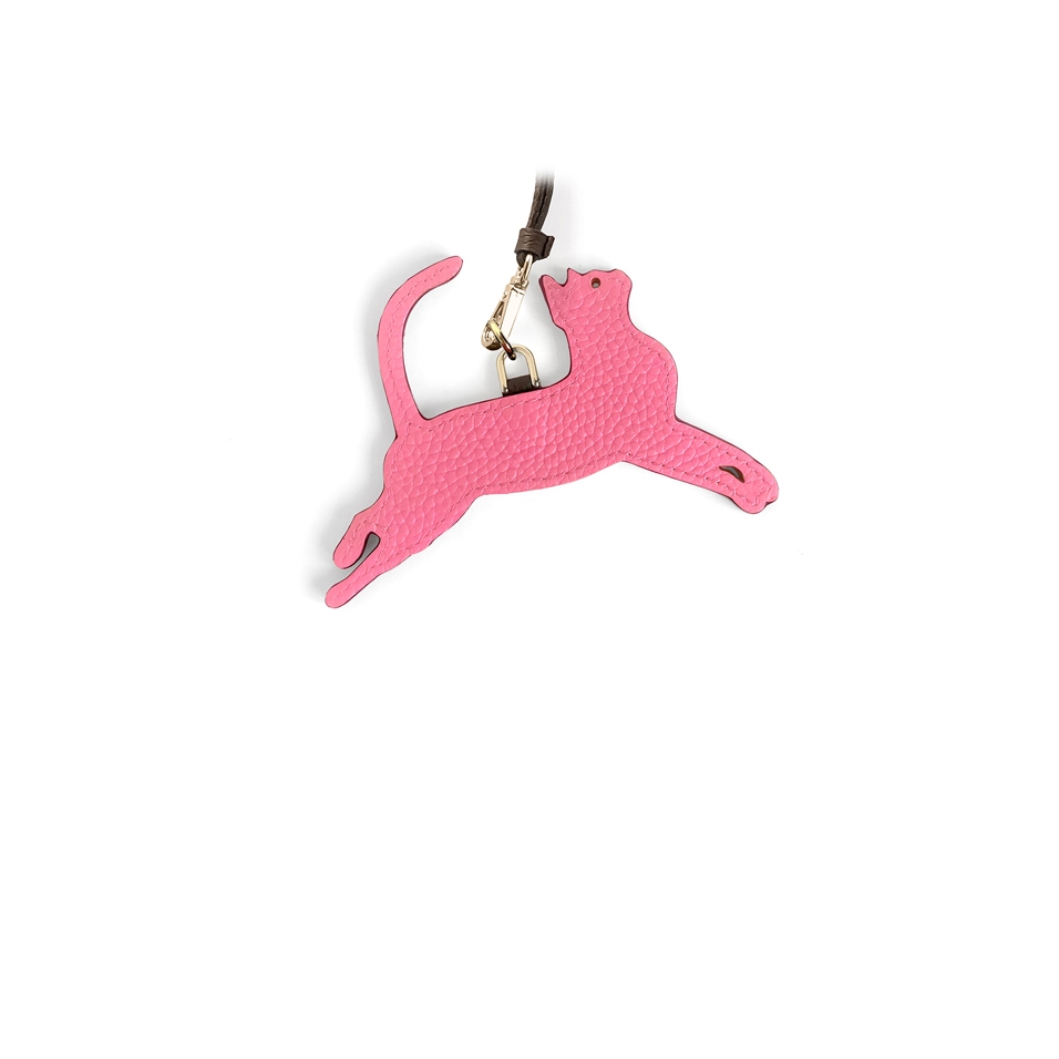 'En L'Air Clé Chat' Nappa Leather Key Chain and Charms Rose & Gold