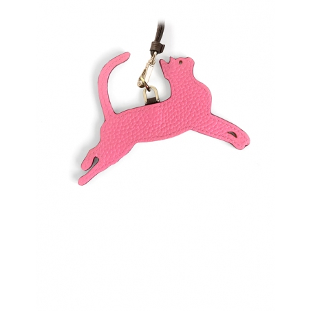 'En L'Air Clé Chat' Nappa Leather Key Chain and Charms Rose & Gold