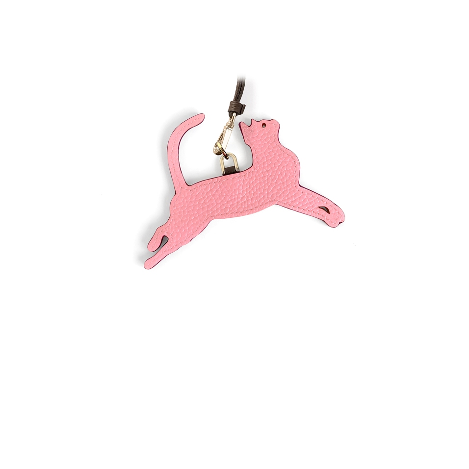 'En L'Air Clé Chat' Nappa Leather Key Chain and Charms Light Pink & Gold
