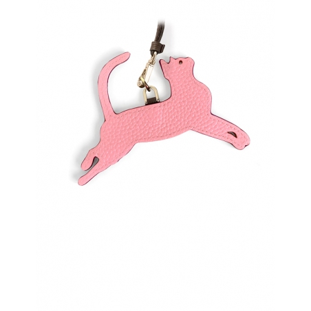'En L'Air Clé Chat' Nappa Leather Key Chain and Charms Light Pink & Gold