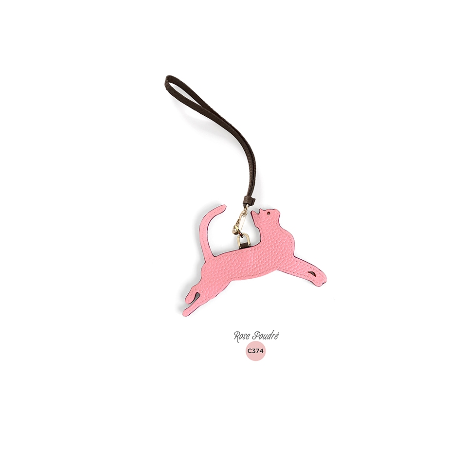 'En L'Air Clé Chat' Nappa Leather Key Chain and Charms Light Pink & Gold