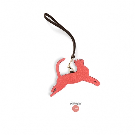 'En L'Air Clé Chat' Nappa Leather Key Chain and Charms Watermelon & Gold