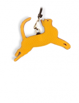 'En L'Air Clé Chat' Nappa Leather Key Chain and Charms Yellow & Gold