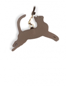 'En L'Air Clé Chat' Nappa Leather Key Chain and Charms Volcan & Gold