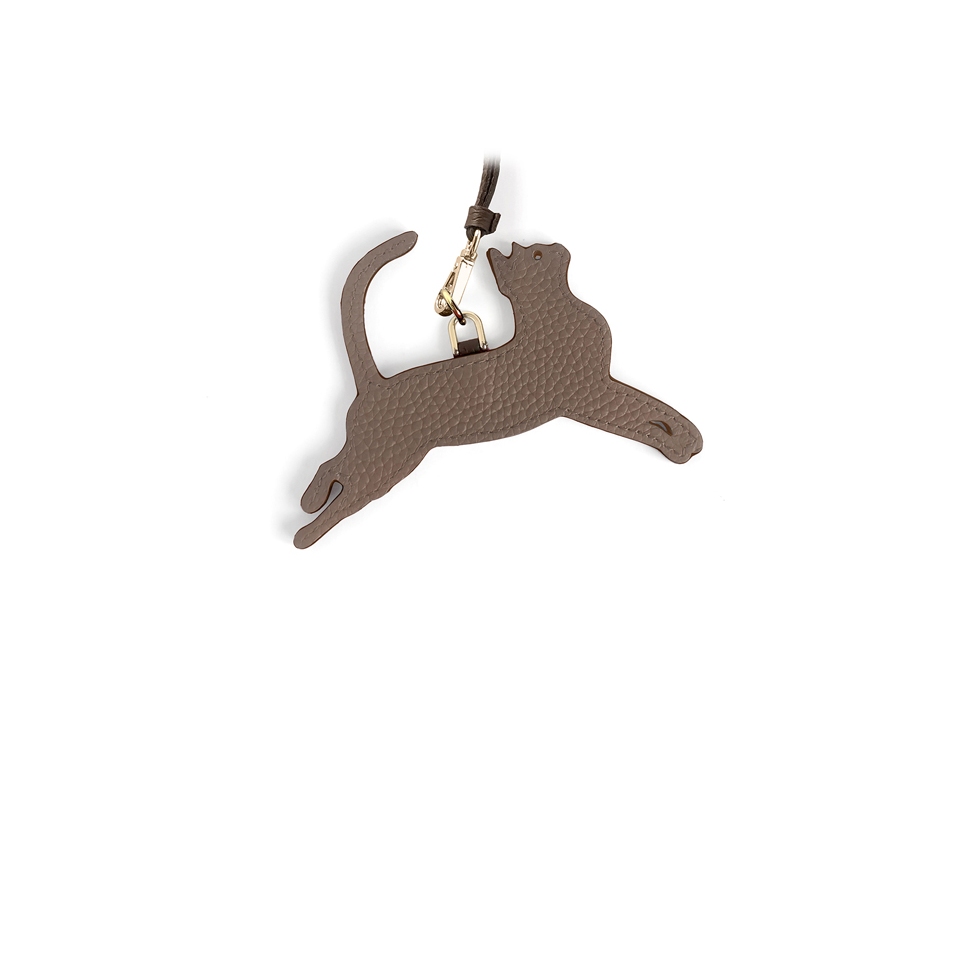 'En L'Air Clé Chat' Nappa Leather Key Chain and Charms Volcan & Gold