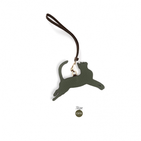 'En L'Air Clé Chat' Nappa Leather Key Chain and Charms Taiga & Gold
