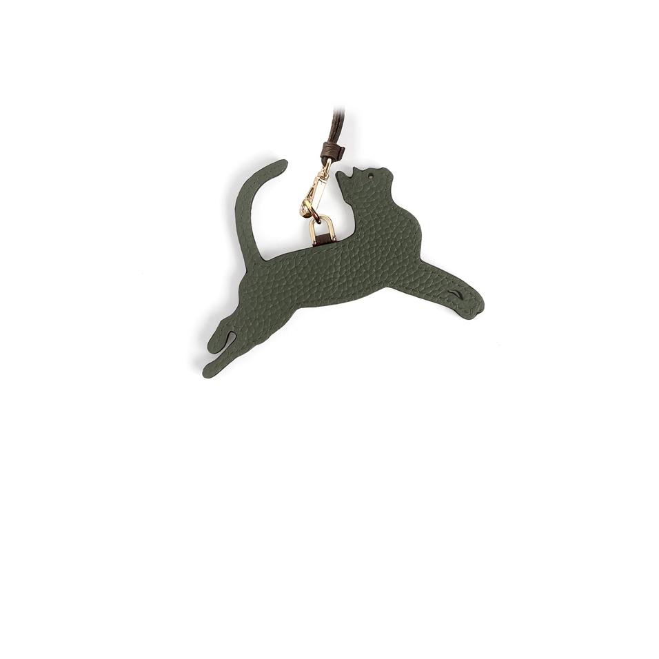'En L'Air Clé Chat' Nappa Leather Key Chain and Charms Taiga & Gold