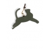 'En L'Air Clé Chat' Porte Clé et Charms en Cuir Nappa Taiga & Or