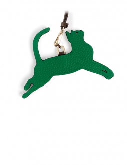 'En L'Air Clé Chat' Nappa Leather Key Chain and Charms Green & Gold