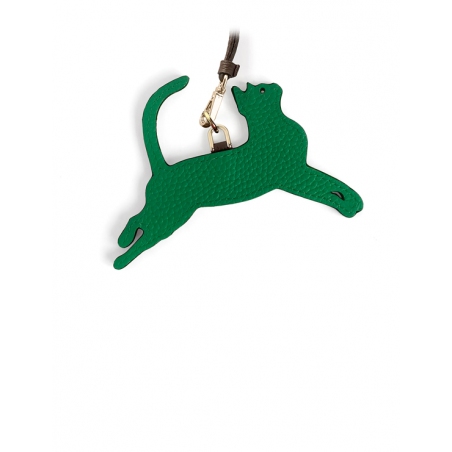 'En L'Air Clé Chat' Nappa Leather Key Chain and Charms Green & Gold