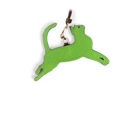 'En L'Air Clé Chat' Porte Clé et Charms en Cuir Nappa Pomme & Or