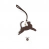 'En L'Air Clé Chat' Porte Clé et Charms en Cuir Nappa Chocolat & Or