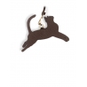 'En L'Air Clé Chat' Porte Clé et Charms en Cuir Nappa Chocolat & Or