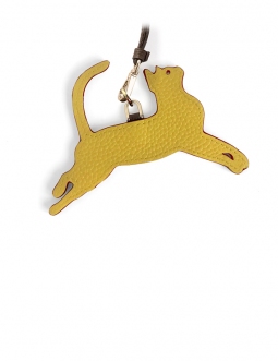 'En L'Air Clé Chat' Nappa Leather Key Chain and Charms Anis & Gold