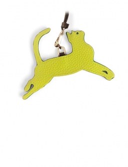 'En L'Air Clé Chat' Porte Clé et Charms en Cuir Nappa Paille & Or