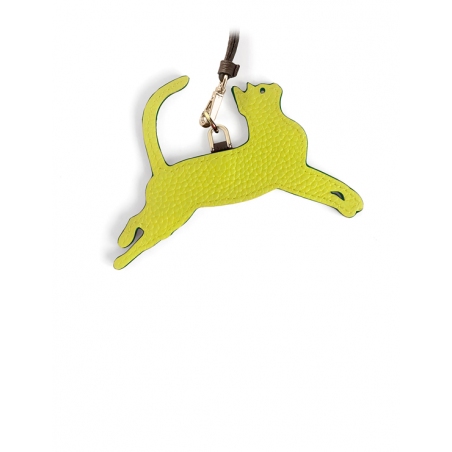 'En L'Air Clé Chat' Nappa Leather Key Chain and Charms Paille & Gold