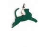 'En L'Air Clé Chat' Porte Clé et Charms en Cuir Nappa Vert Pin & Or
