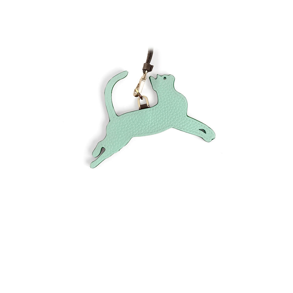'En L'Air Clé Chat' Nappa Leather Key Chain and Charms Opaline & Gold