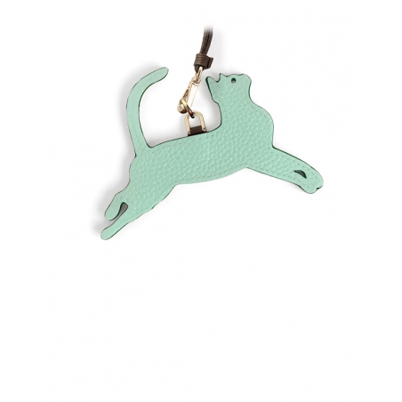 'En L'Air Clé Chat' Nappa Leather Key Chain and Charms Opaline & Gold