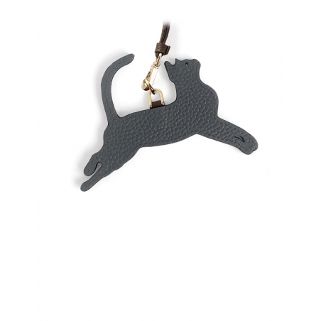 copy of 'En L'Air Clé Chat' Nappa Leather Key Chain and Charms Ardoise & Gold