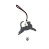 'En L'Air Clé Chat' Porte Clé et Charms en Cuir Nappa Ardoise & Or