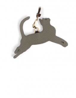 'En L'Air Clé Chat' Porte Clé et Charms en Cuir Nappa Éléphant & Or