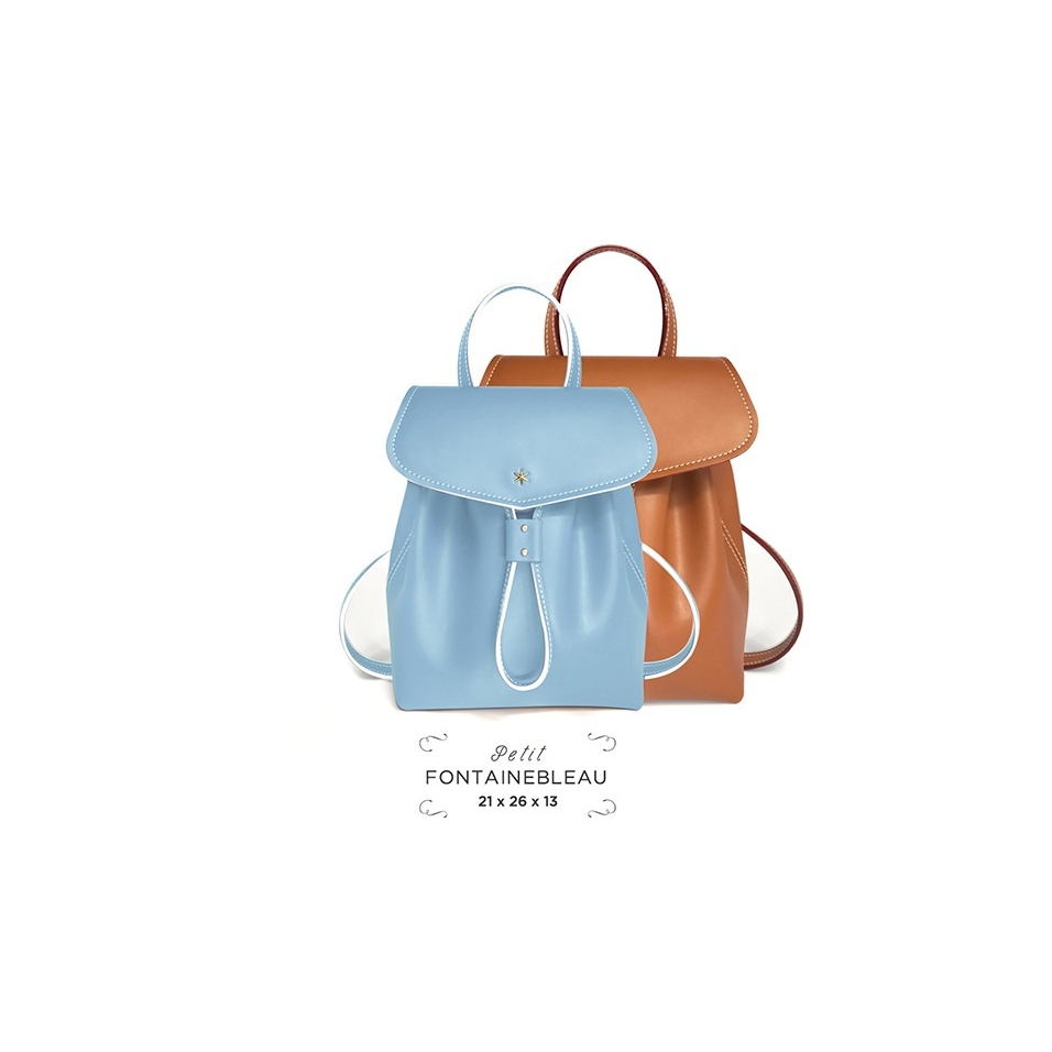 'Fontainebleau' Sac à dos Cuir Cognac & Or