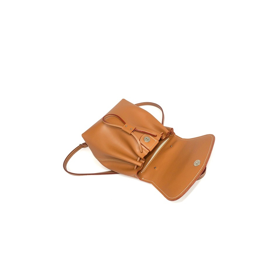 'Fontainebleau' Sac à dos Cuir Cognac & Or