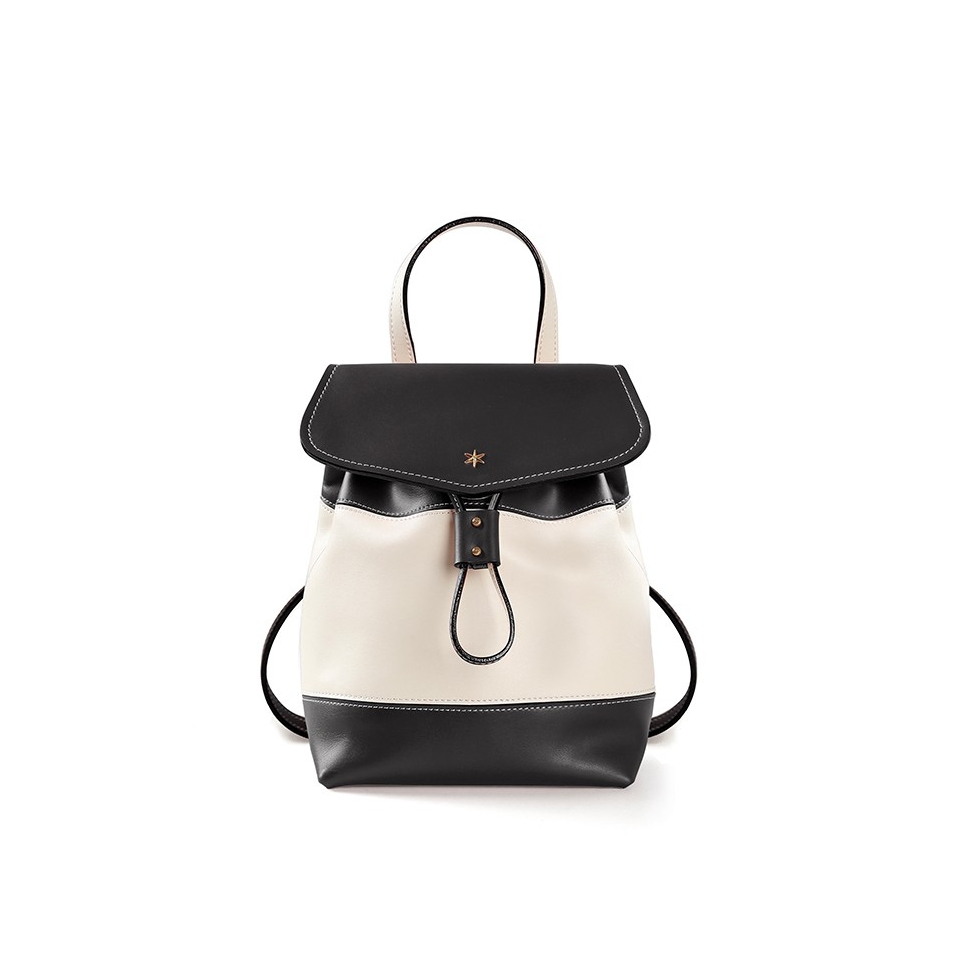 'Fontainebleau' Leather Backpack Black & Gold